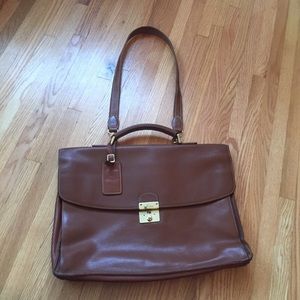 Longchamp brown leather briefcase